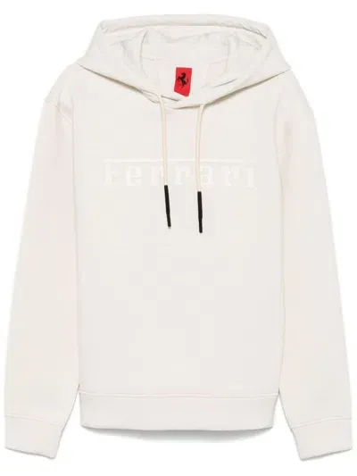 Ferrari Logo Scuba Hoodie In Neutrals