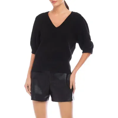 Fifteen Twenty Bennett Puff Sleeve Sweater In Black