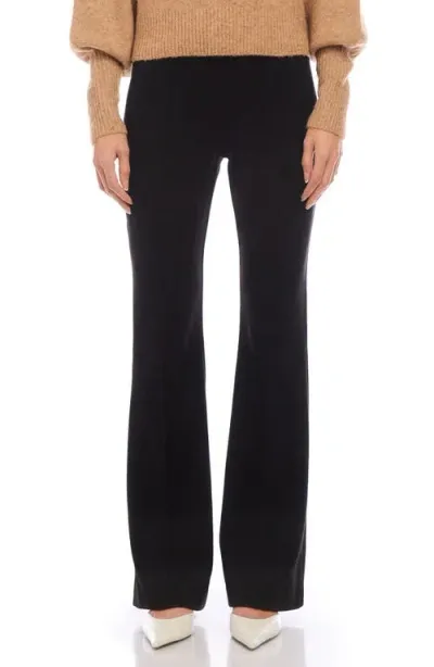 Fifteen Twenty Ellie Pintuck Bootcut Faux Suede Pants In Black