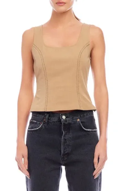 Fifteen Twenty Kali Saddle Stitch Crop Top In Brown