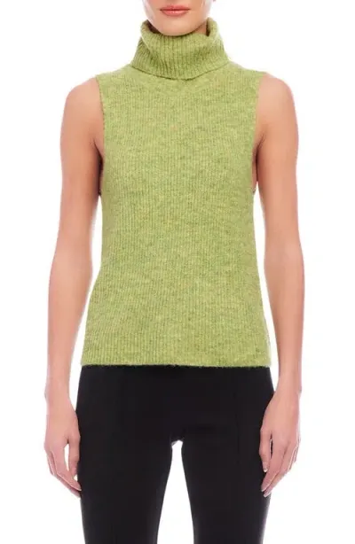 Fifteen Twenty Kelli Rib Sleeveless Turtleneck Sweater In Green