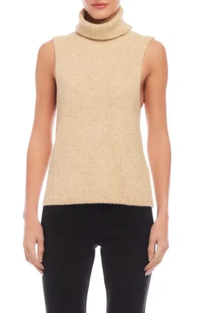 Fifteen Twenty Kelli Rib Sleeveless Turtleneck Sweater In Oat