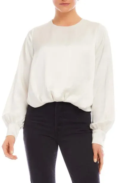 Fifteen Twenty Long Sleeve Blouson Satin Top In Cream