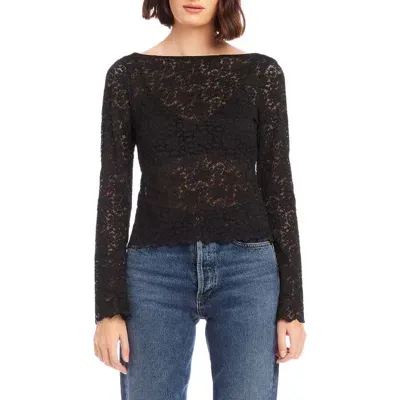 Fifteen Twenty Loren Scoop Back Stretch Lace Top In Black