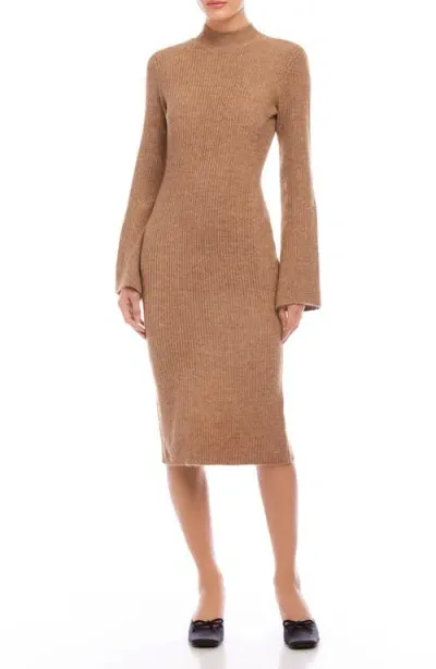 Fifteen Twenty Mock Neck Long Sleeve Rib Sweater Dress In Earth