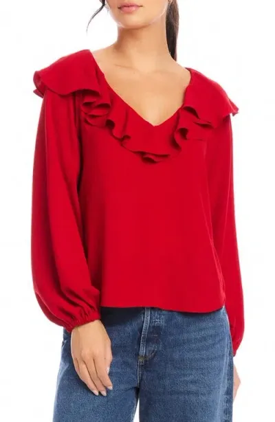 Fifteen Twenty Rita Ruffle Top In Cherry