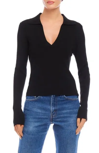 Fifteen Twenty Rory Collar Rib Sweater In Black