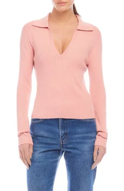 Fifteen Twenty Rory Collar Rib Sweater In Rose