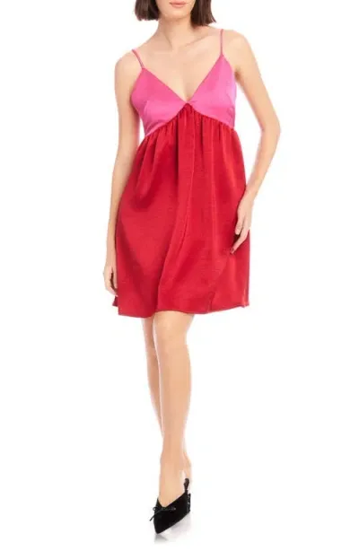 Fifteen Twenty Stacia Babydoll Dress In Cherry/ Bright Pink