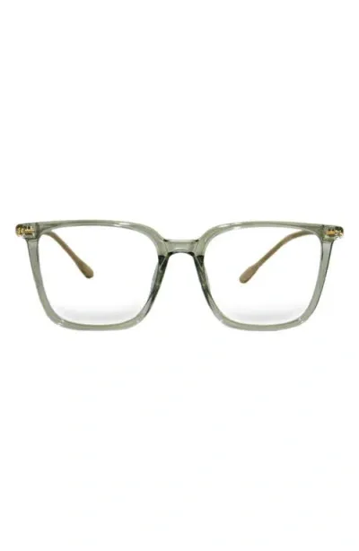 Fifth & Ninth Frankie 62mm Square Blue Light Blocking Glasses In Transparent Green/clear