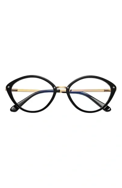 Fifth & Ninth Posie 52mm Cat Eye Blue Light Blocking Glasses In Black/clear