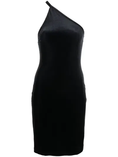 Filippa K Asymmetric Velvet Mini Dress In Black