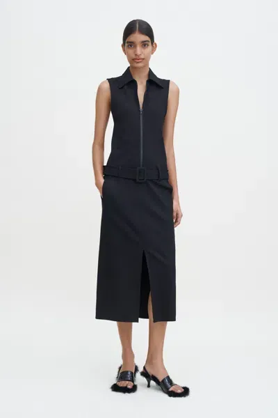 Filippa K Belted Zip Dress In Black