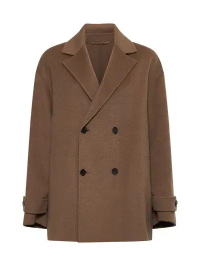 Filippa K Coats In Dark Khaki