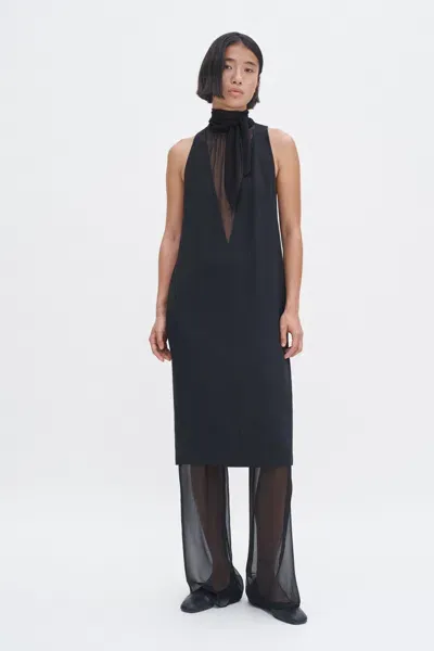 Filippa K Contrast V-neck Dress In Black