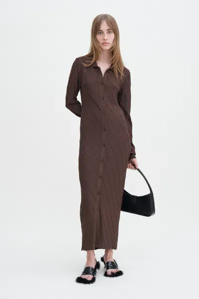 Filippa K Diamond Shirt Dress In Brown