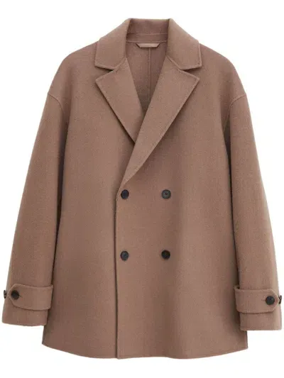 Filippa K Wool Double Breasted Coat In Brown