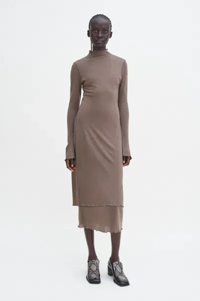 Filippa K Layered Frill Dress In Brown