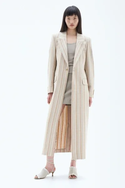 Filippa K Long Blazer Coat In Beige