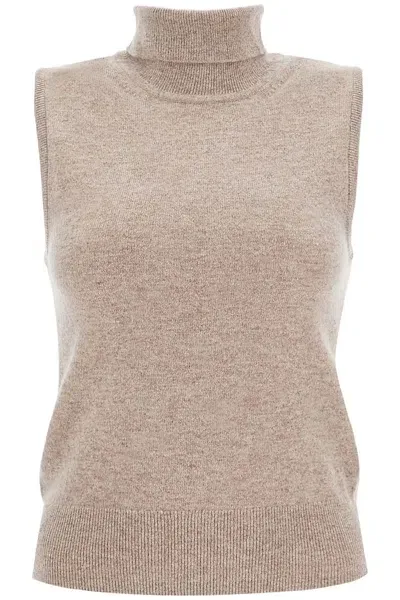 Filippa K Maglia Smanicata A Collo Alto In Beige