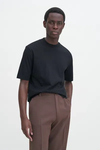 Filippa K Mock Neck Cotton Tee In Black