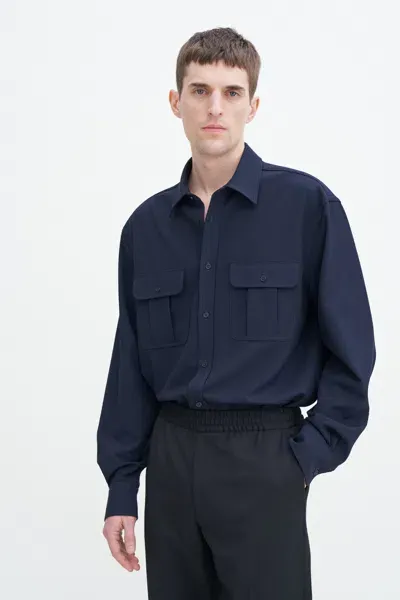 Filippa K Relaxed Patch Pocket Shirt In Blue