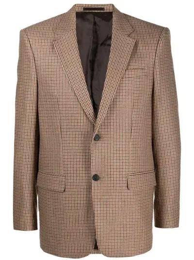 Filippa K Single-breasted Check-pattern Blazer In Brown