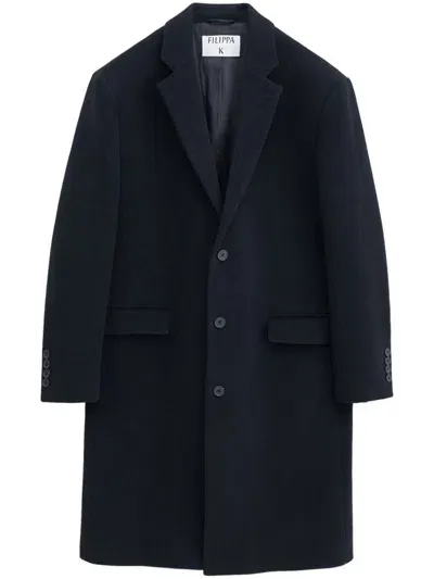 Filippa K Single-breasted Crombie Coat In Black