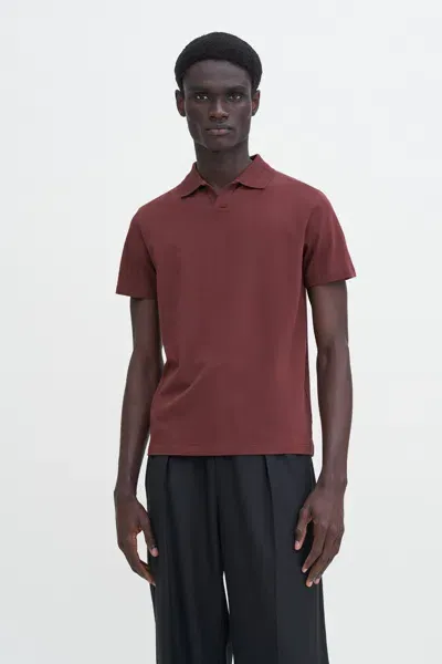 Filippa K Stretch Cotton Polo T-shirt In Brown