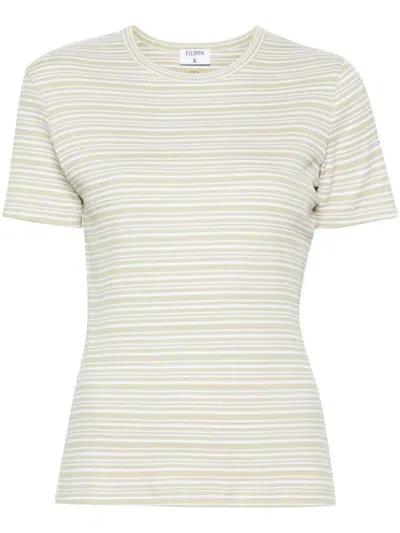 Filippa K Striped Cotton T-shirt In Green