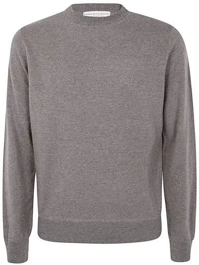 Filippo De Laurentiis Long Sleeves Cashmere Wool Round Neck Sweatshirt Clothing In Brown