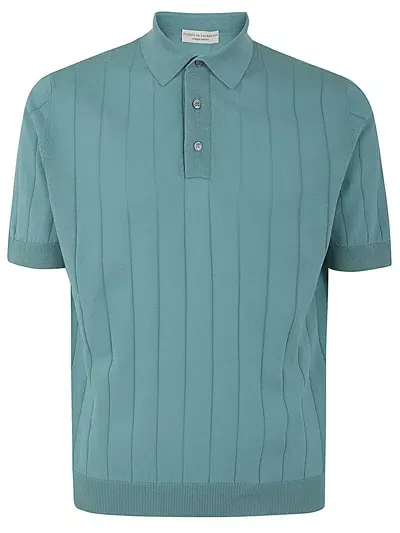 Filippo De Laurentiis Short Sleeves Ribbed Polo Clothing In Blue