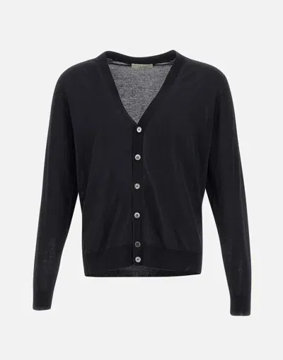 Filippo De Laurentiis Man Cardigan Midnight Blue Size 50 Cotton In Black