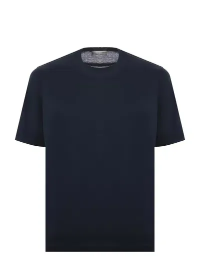 Filippo De Laurentiis T-shirt  In Crepe Di Cotone Disponibile Store Scafati In Blue