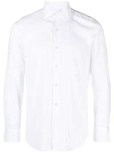 Finamore 1925 Napoli Slim Fit Flannel Shirt In White