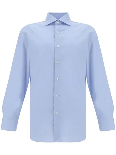 Finamore 1925 Napoli Spread-collar Cotton Shirt In Blue