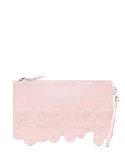 Fiorucci Melted Leather Clutch Bag In Pink