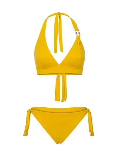 Fisico Triangle Cup Bikini Set In Yellow