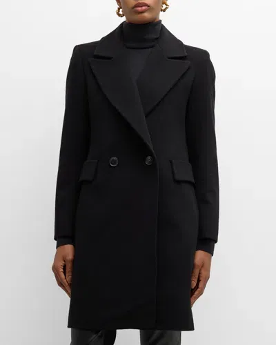 Fleurette Cami Double-breasted Short Wool Coat In Black