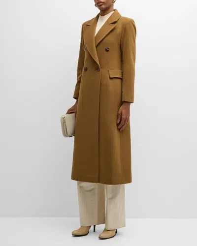 Fleurette Isla Double-breasted Long Cashmere Coat In Vicuna