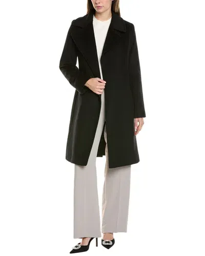 Fleurette Medium Wool-blend Wrap Coat In Black