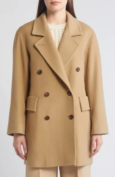 Fleurette Ross Double Breasted Wool Coat In Camel