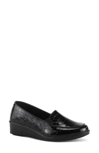 Flexus By Spring Step Biddey Wedge Loafer In Black Croco