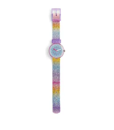 Flik Flak Kids' Shine In Rainbow Watch In Multi