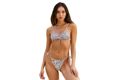 Flirtt Gottex Floral Print Bralette With Shirred Bust Swim Top In Multi