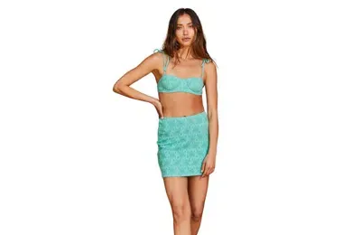 Flirtt Gottex Tapestry Texture Pull On Swim Cover Up Skirt In Green