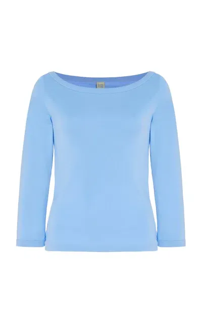 Flore Flore Steffi Boat Neck Organic Cotton Top In Blue