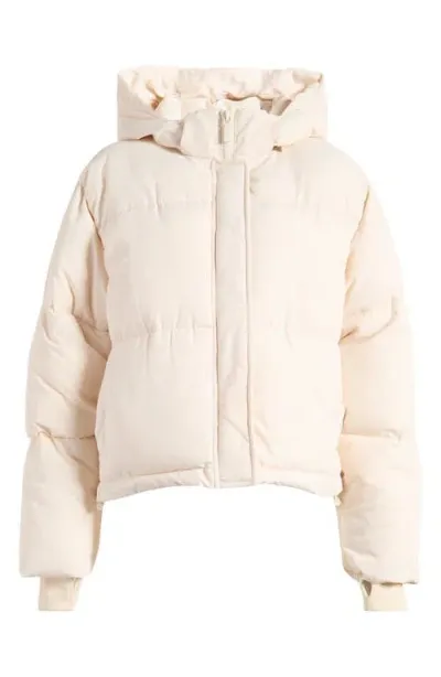 Florence By Mills Hooded Short Puffer Jacket In Whitecap Grey