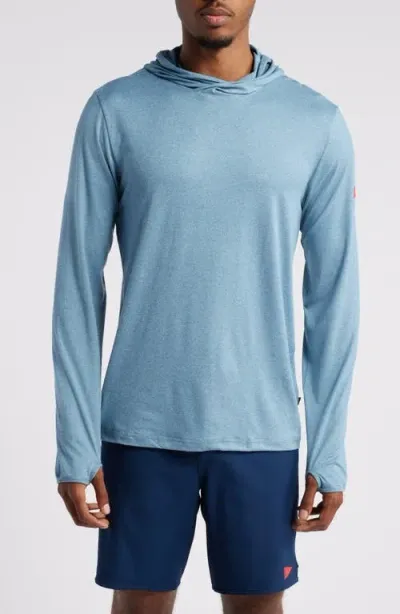 Florence Sun Pro Adapt Long Sleeve Hooded Performance Top In Heather Steel Blue