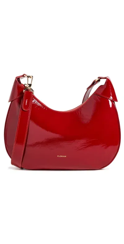 Florian London Clara Glossy Shoulder Bag Red